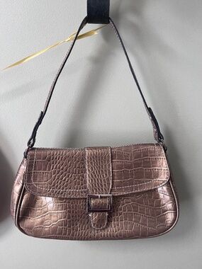 Vintage Y2K Crazy Horse by Liz Claiborne Bronze Metallic Alligator Shoulder Bag